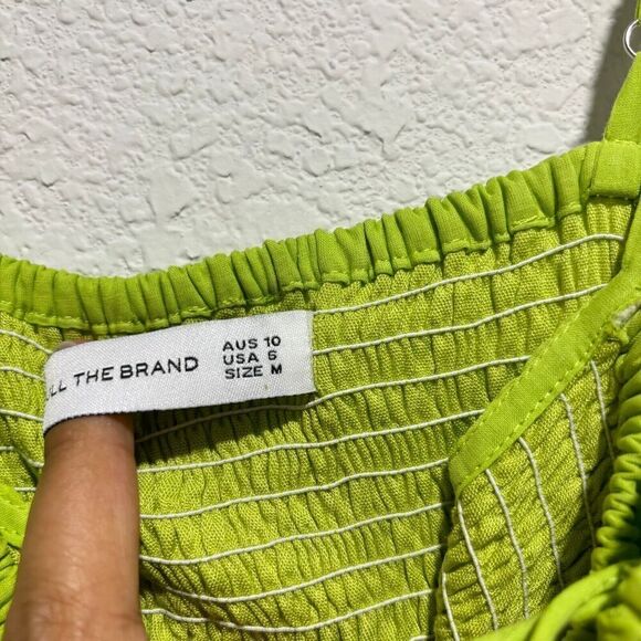 Faithfull The Brand Tergu Maxi Dress Mediu Green Poplin Smocked Adjustable Strap - Picture 10 of 13